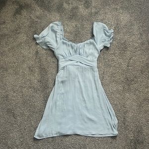 Light Blue Puff Sleeve Dress